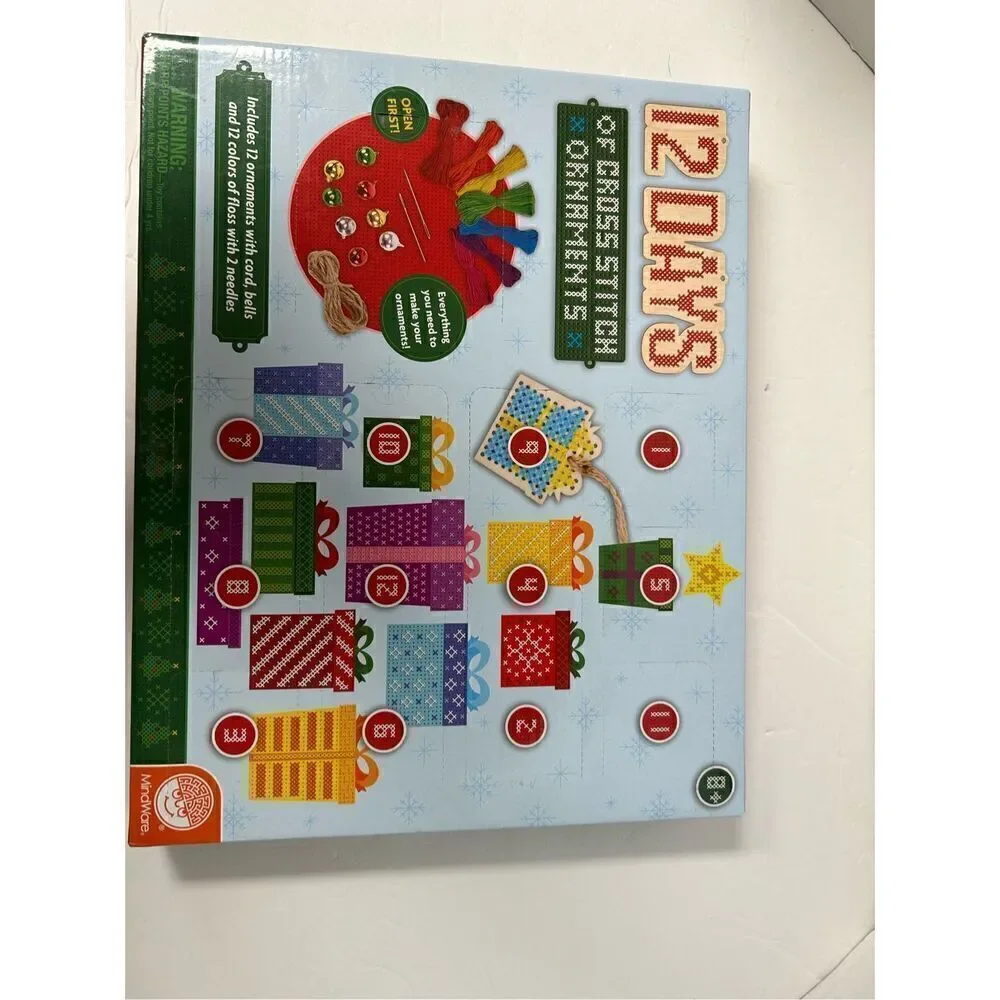 Mindware 12 days of Christmas cross stitch ornaments advent calendar